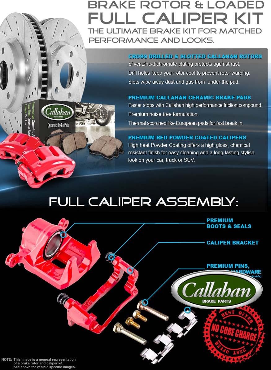 Front 2 Calipers 2 Drilled Slotted Rotors 4 Ceramic Pads Kit K7921