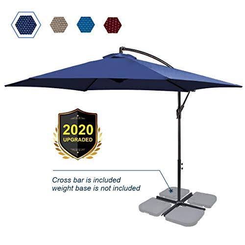 10ft Patio Offset Cantilever Umbrella with Crank & Cross Base D82110