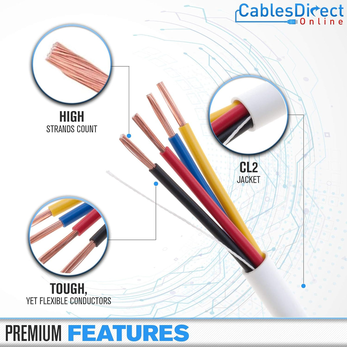 250ft 18AWG 4 Conductors CL2 Speaker Cable Wire Q1135