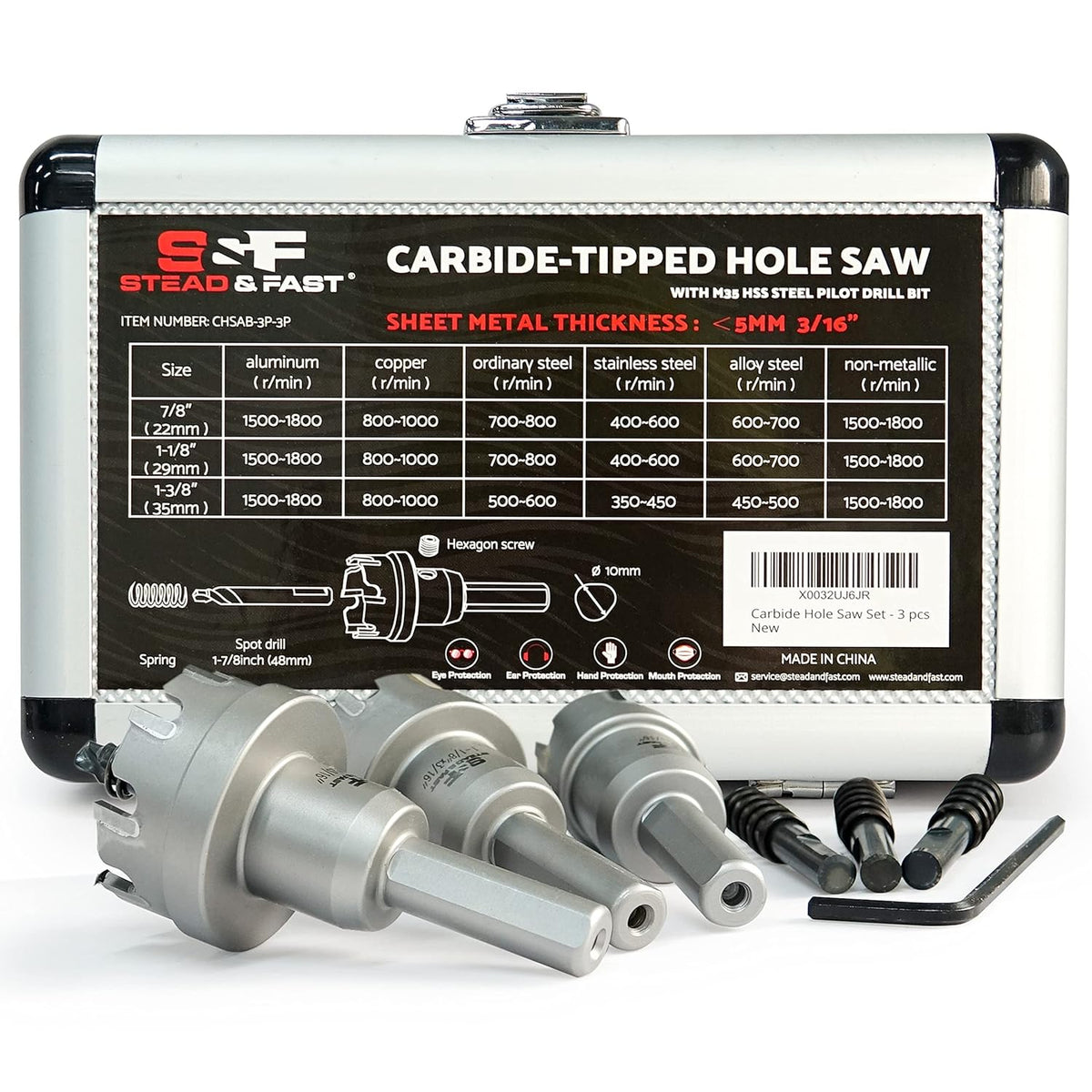 Carbide Hole Saw Kit for Metal, 7 Pcs Q6378