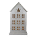 Snow-Covered Rustic White Wooden House Christmas Tabletop J56725