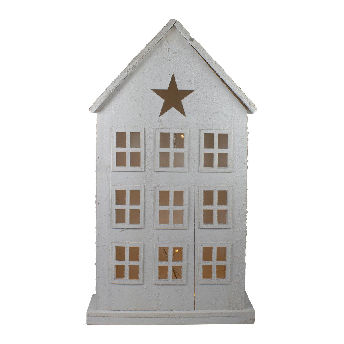 Snow-Covered Rustic White Wooden House Christmas Tabletop J56725