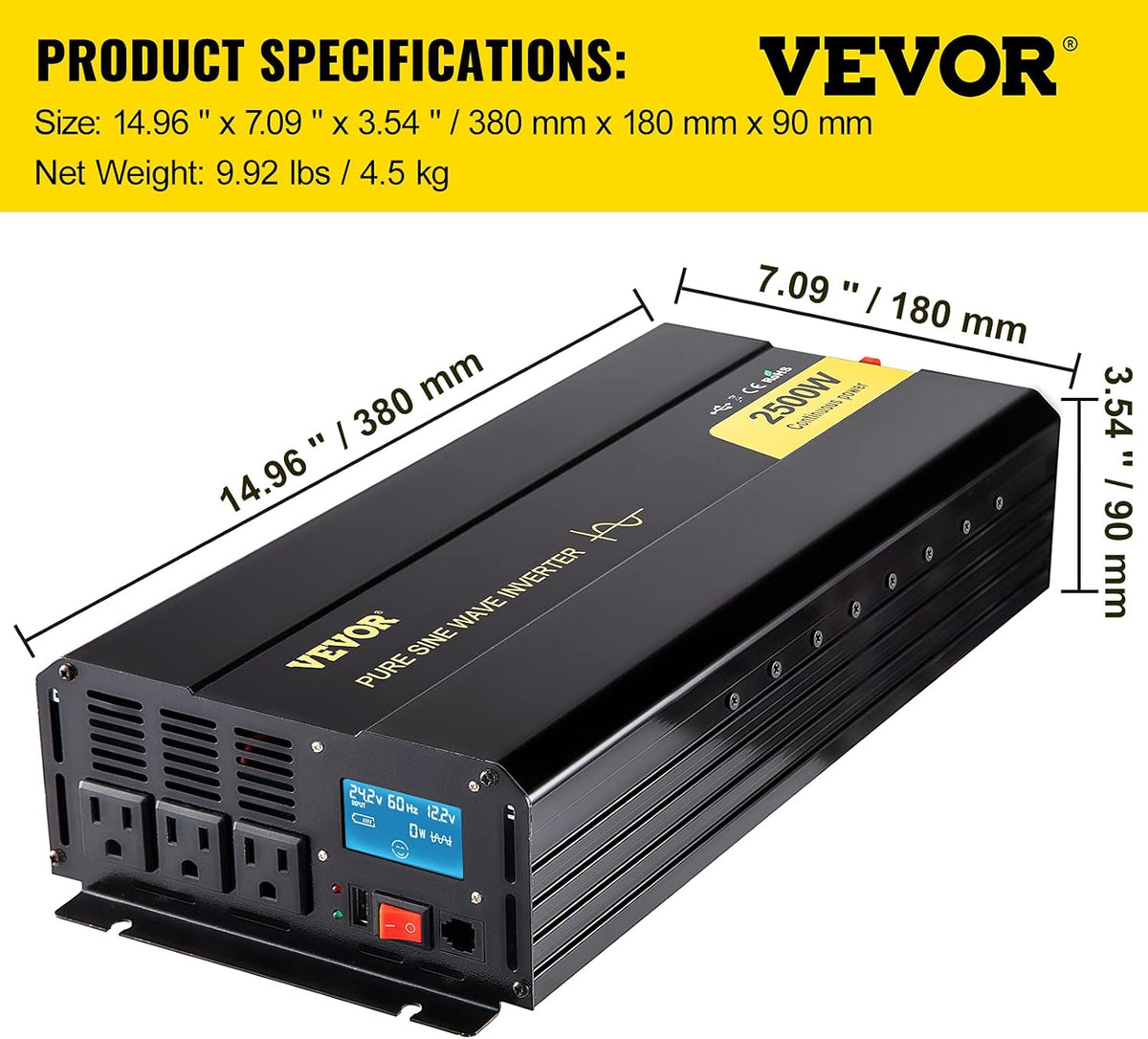 2500 Watt Pure Sine Wave Power Inverter Q631036