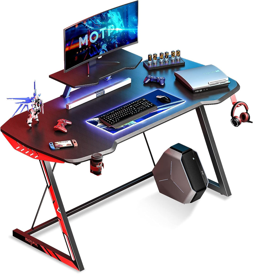 47 inch Black Computer Desk with Monitor Stand Q4596