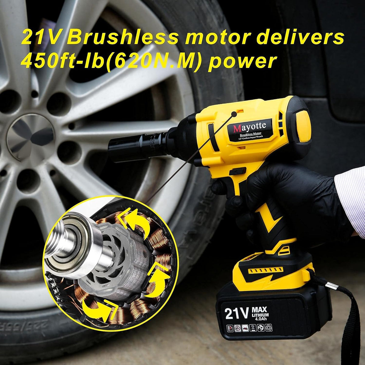 Cordless Brushless 1/2 inch Impact Wrench Kit 21V 460 Ft-lbs G782