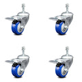 Blue Swivel Caster Set of 4 with 3x22 Wheel A199