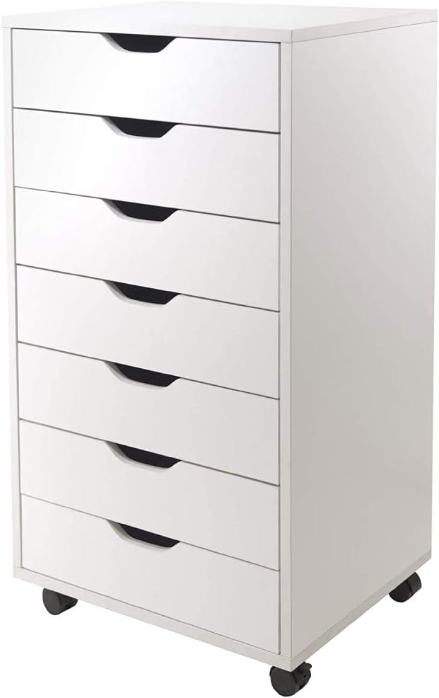 White 7-Drawer Wood Filing Cabinet C519