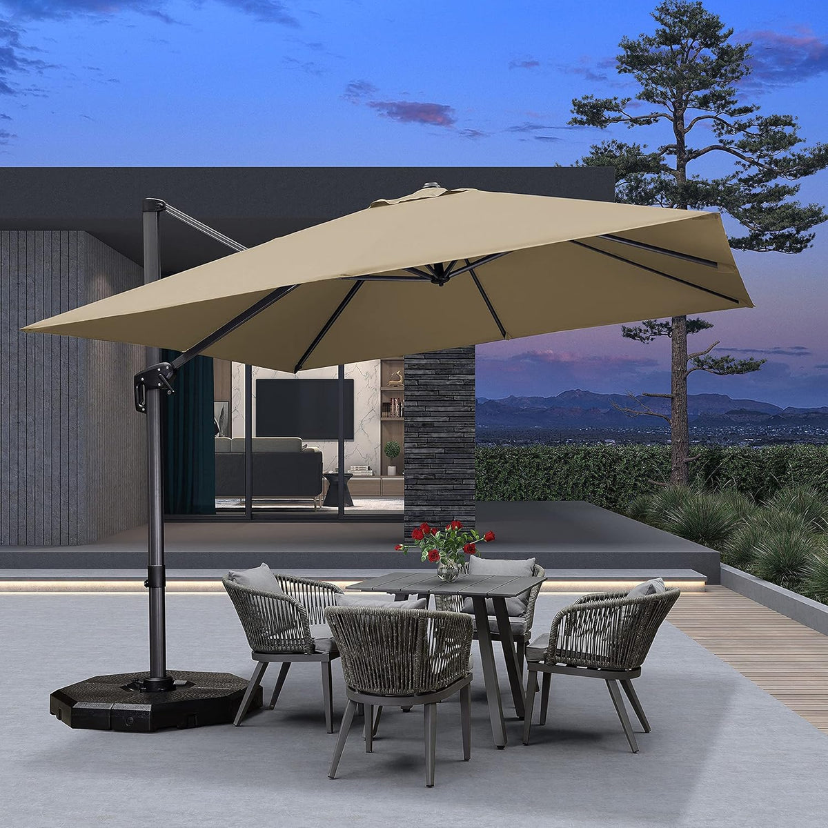 10 Feet Aluminum Cantilever Square Patio Umbrella with 360-degree Rotation H3731