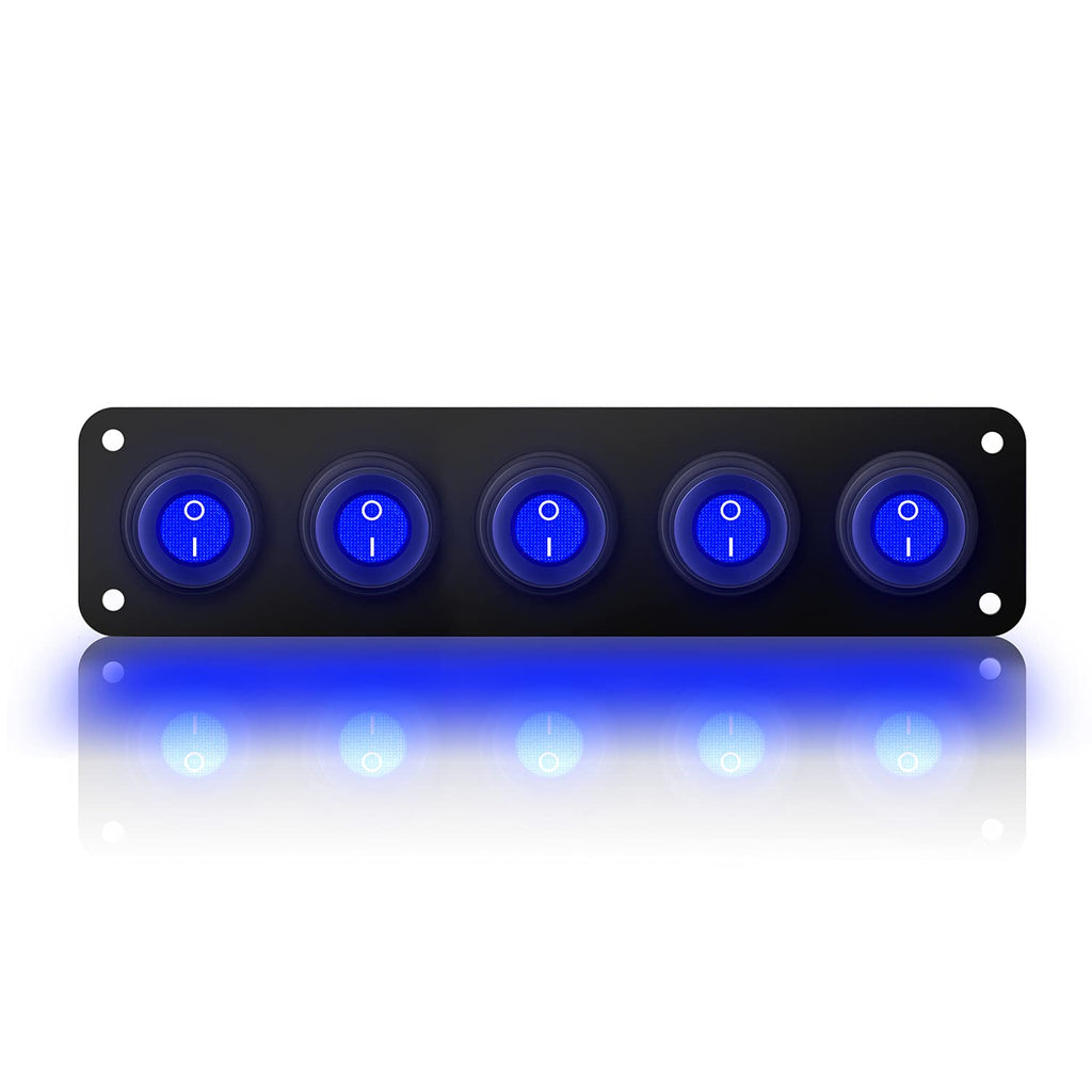 12V 20 Amp 6 Gang Toggle Rocker Switch Panel LED Waterproof E11444