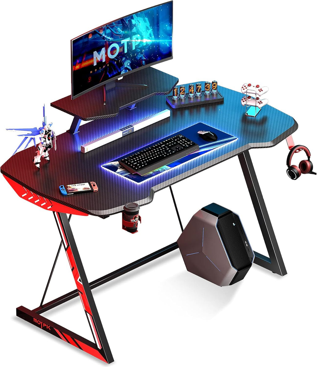 47 inch Black Computer Desk with Monitor Stand Q4596