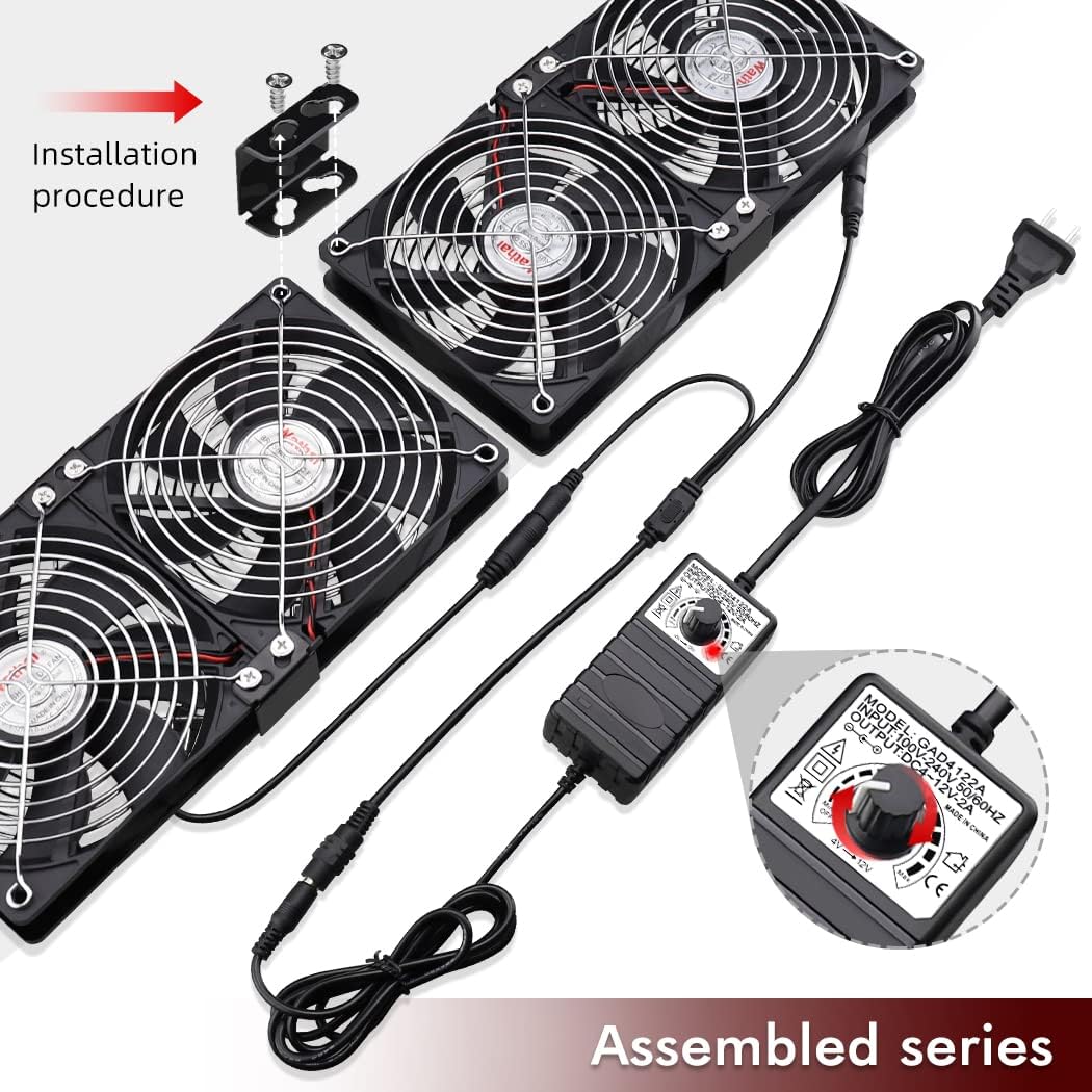 4 x 120mm AC Cooling Fan with Variable Speed Control Pack of 2 W402650