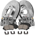 Front 2 Calipers 2 Drilled Slotted Rotors 4 Ceramic Pads Kit K7921