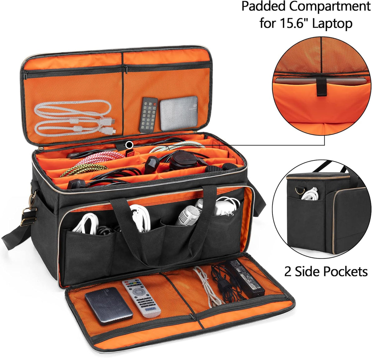 Large Travel DJ Cable File Bag with Detachable Divider and Padded Compartment M69026