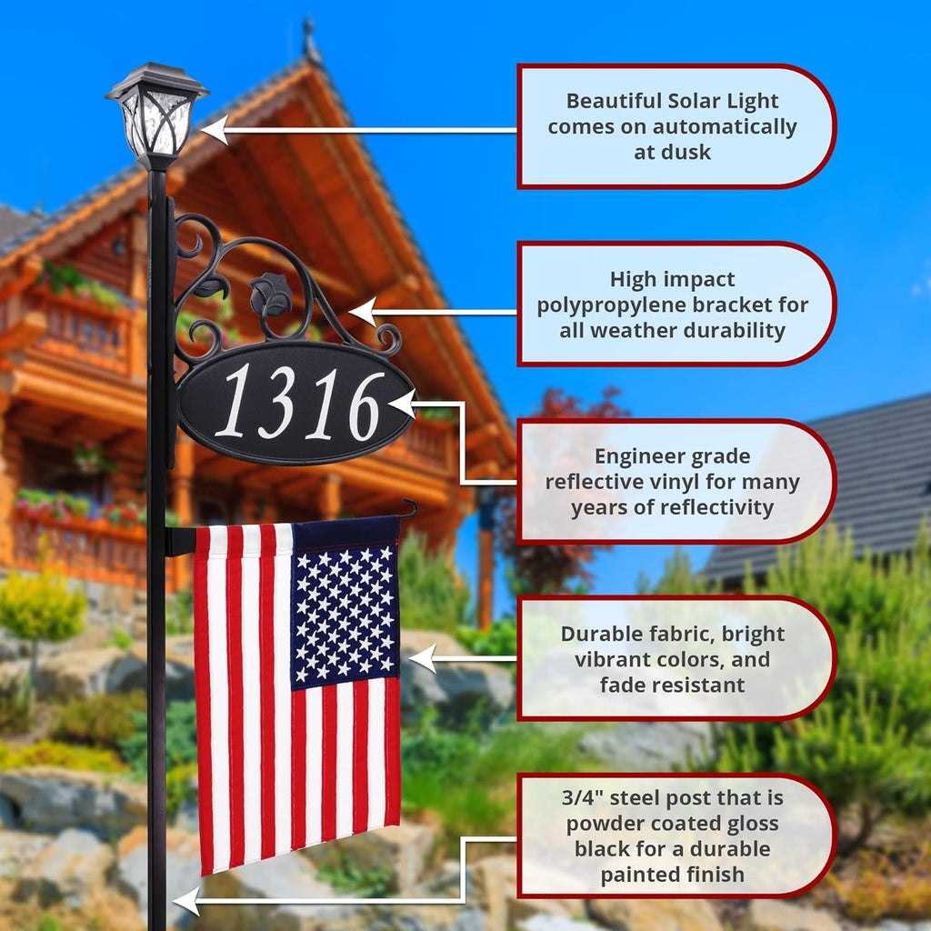 Reflective Address Sign with Solar Light G101515