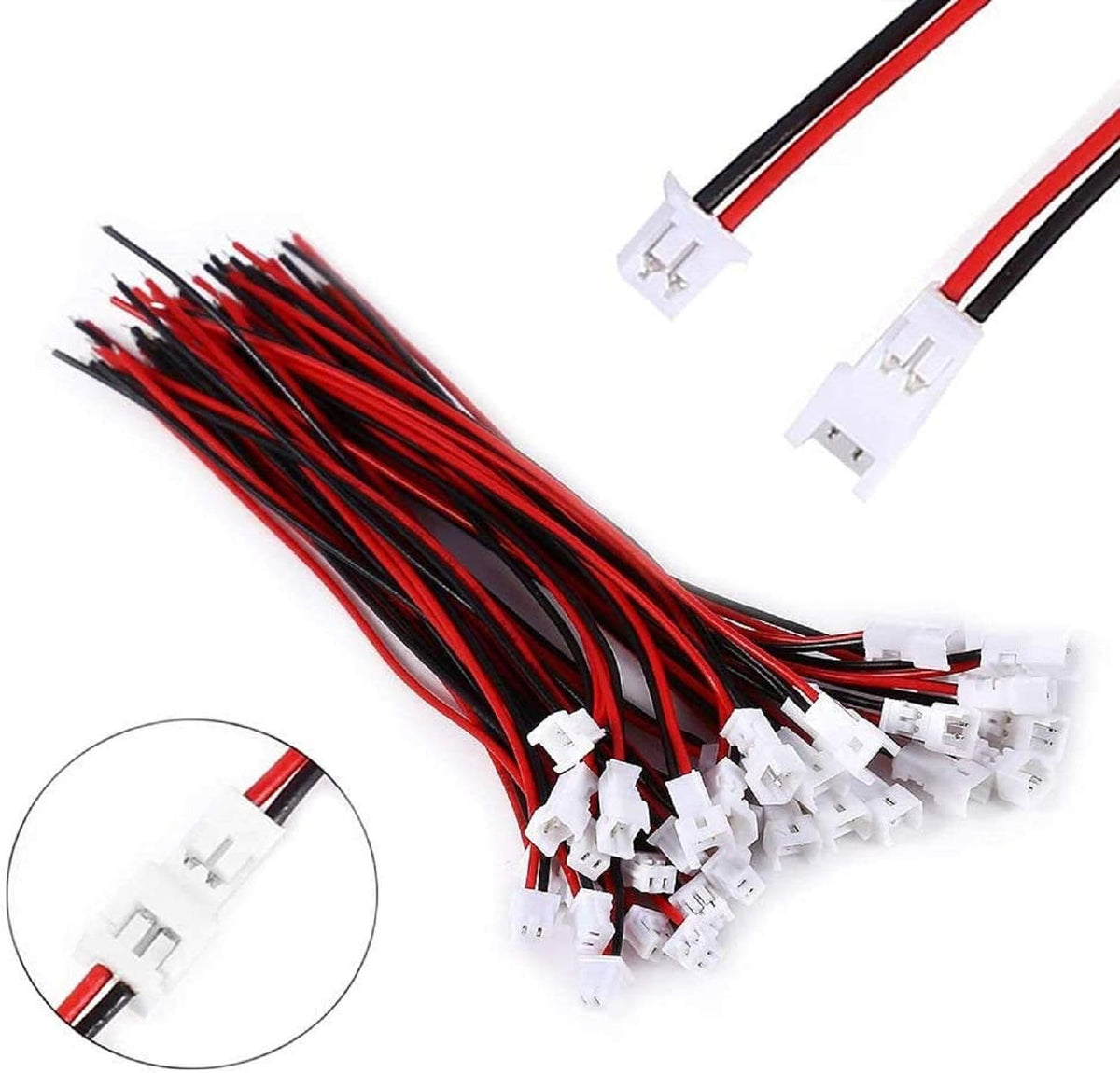 30 Pairs 1.25mm 2 Pin Micro Male Female Connector Plug with Red Black Wire Cable 80mm M92114