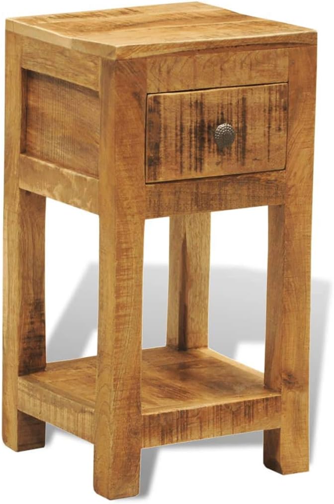 Solid Mango Wood 1 Drawer Side Table N50628