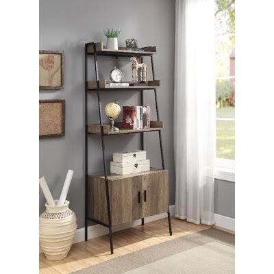 Rustic Oak Iron Bookcase D838128