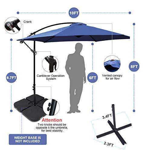 10ft Patio Offset Cantilever Umbrella with Crank & Cross Base D82110