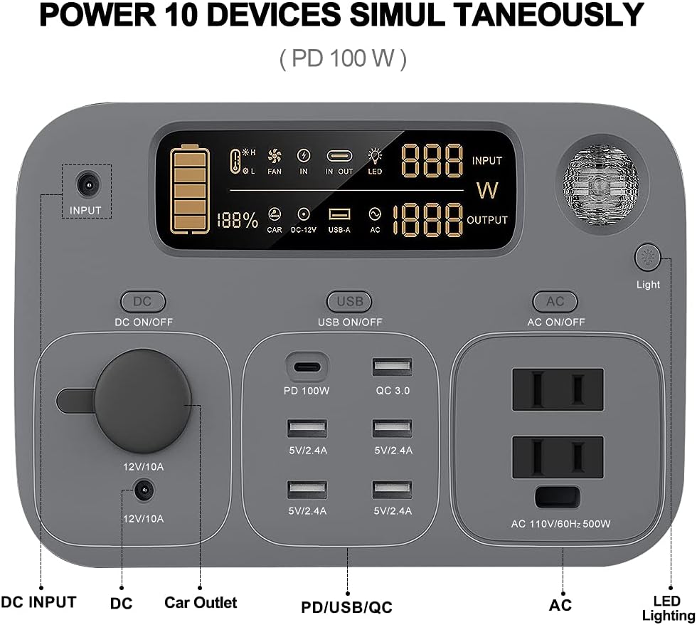 Portable Power Station 505Wh 500W AC Outlet X765