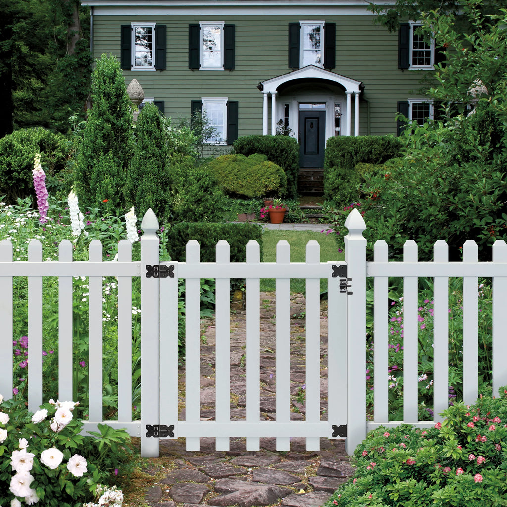 White Vinyl Dog Ear Picket Fence Gate H742