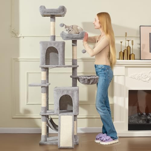 70-Inch Light Gray Cat Tree Tower with Hammock N853