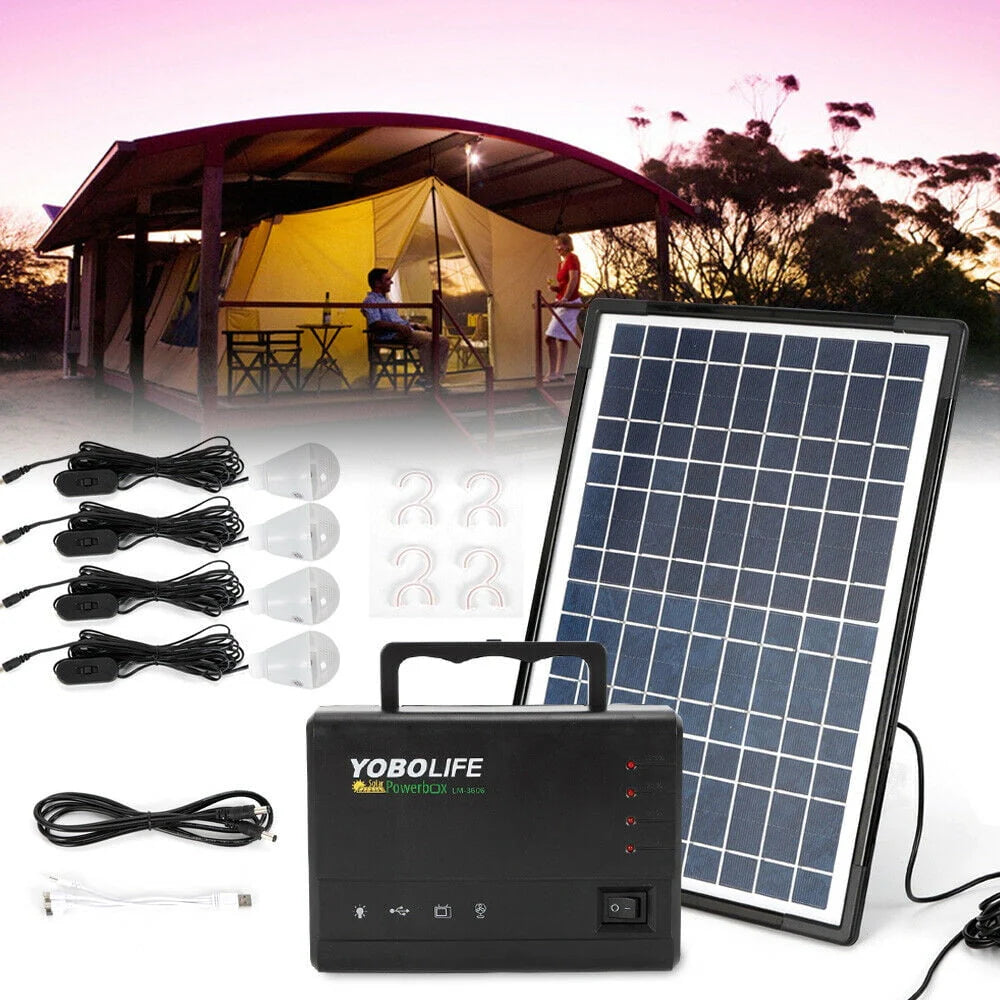 Portable Solar Generator with Solar Panel and LED Lights F1839