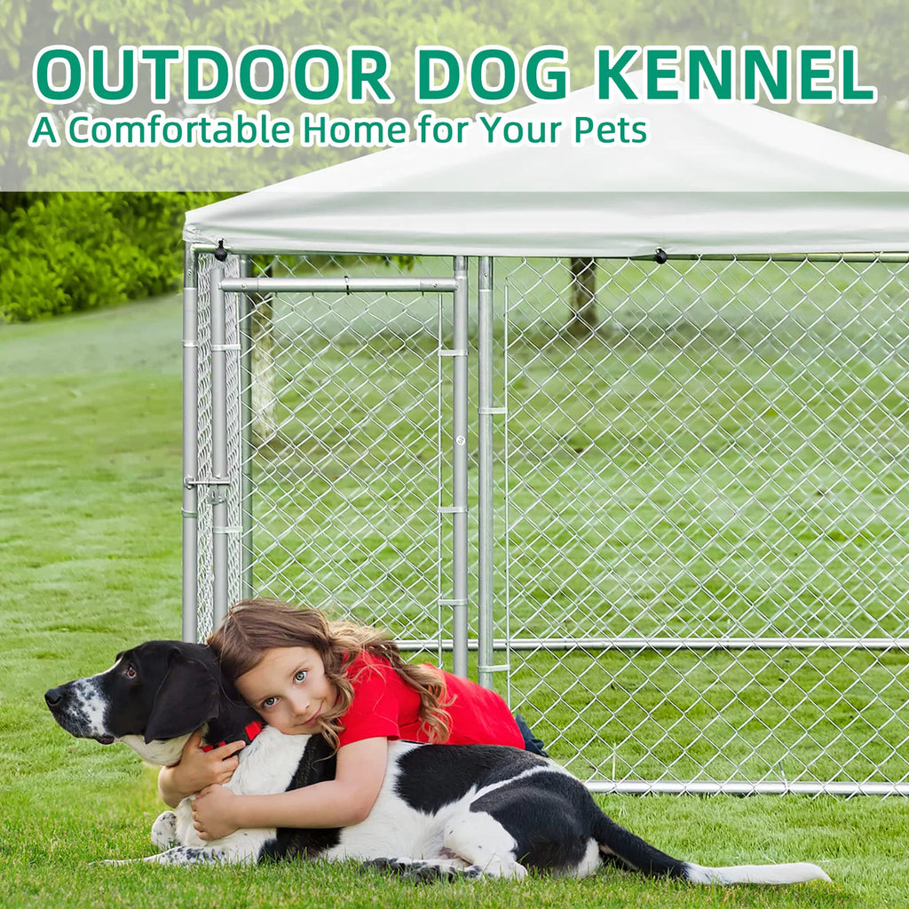 Large Outdoor Dog Kennel with Galvanized Chain Link T400