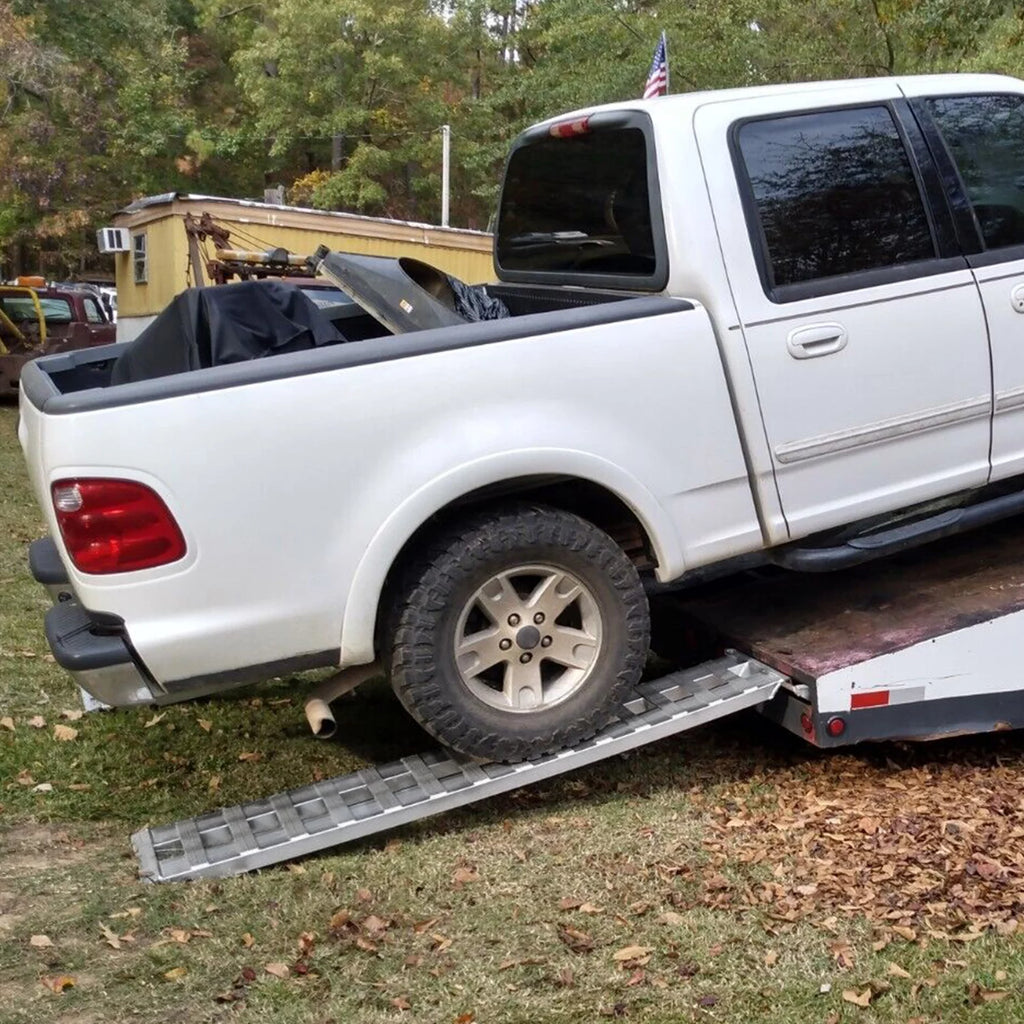 Pair Truck Trailer Ramps 80" X 15" X 2.3" 6000 LBS Silver Aluminum H88719