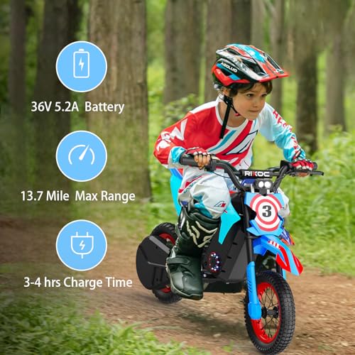 Kids Electric Dirt Bike 25KM/h Adjustable Speed Black T49844