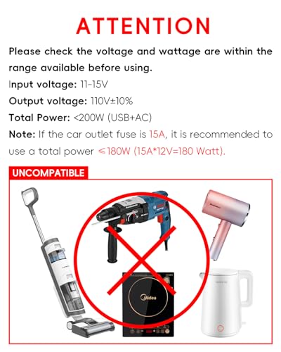300W Car Inverter with Dual AC Outlet and USB-C F661