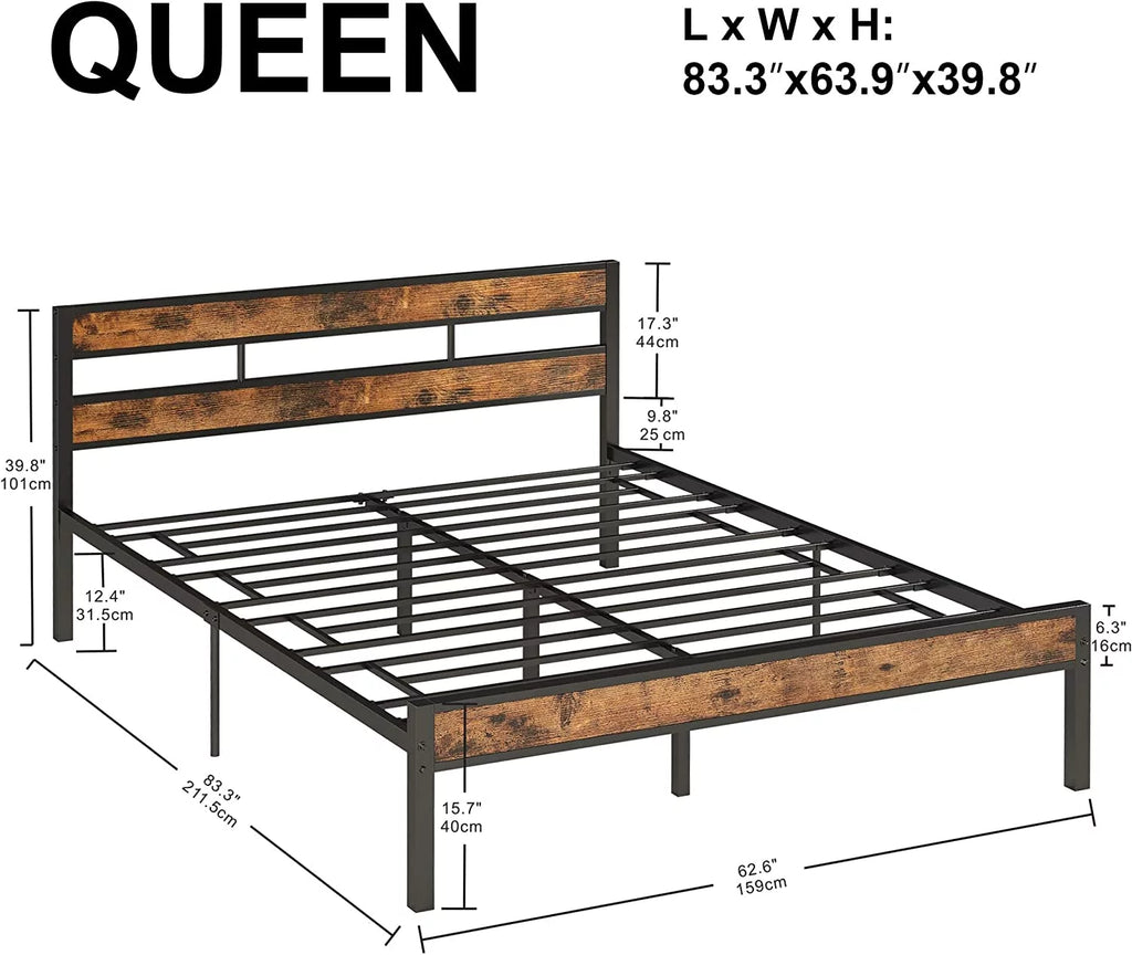 Queen Metal Bed Frame with Headboard I928