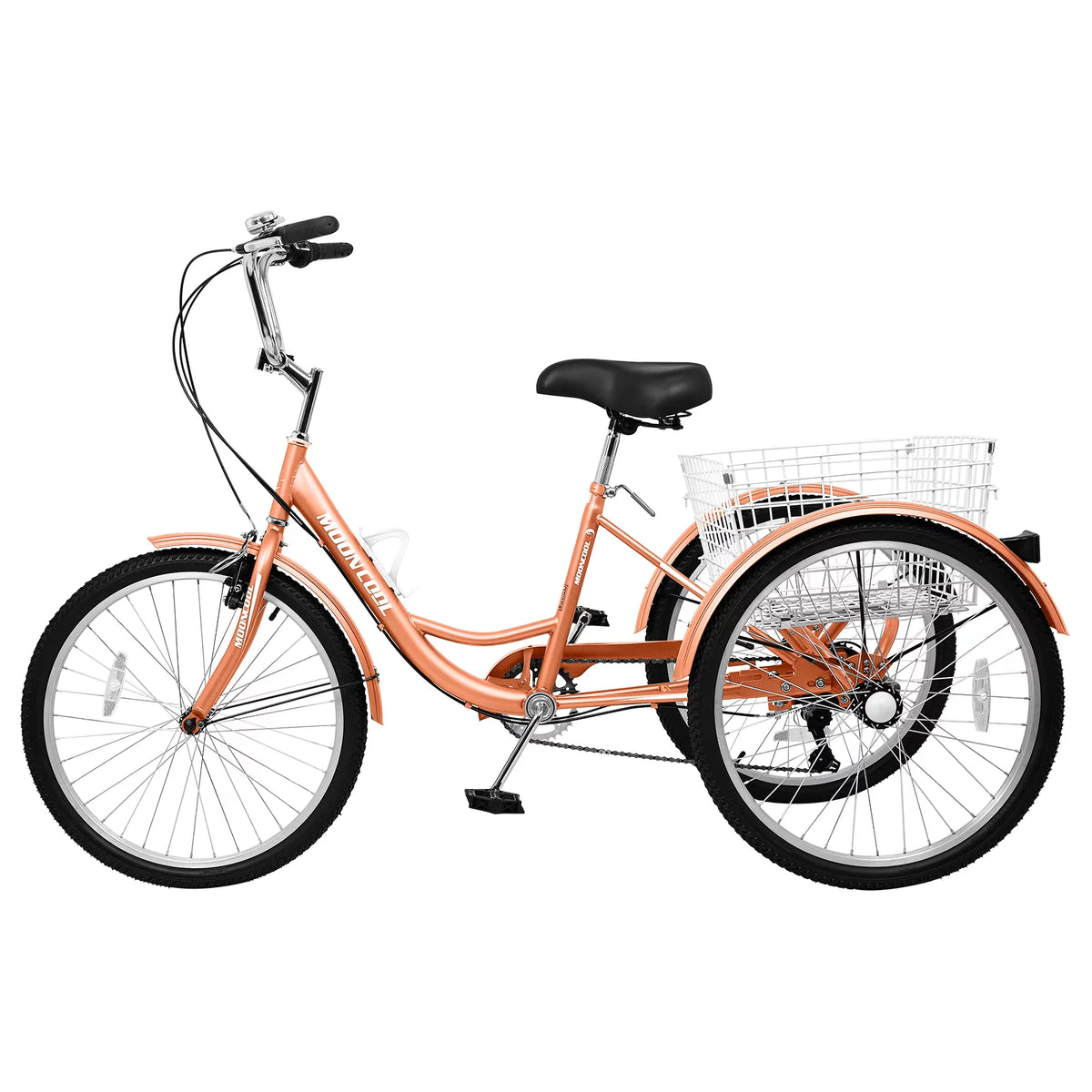 24" 7-Speed 3 Wheel Adult Tricycle with Baskets, Orange P134