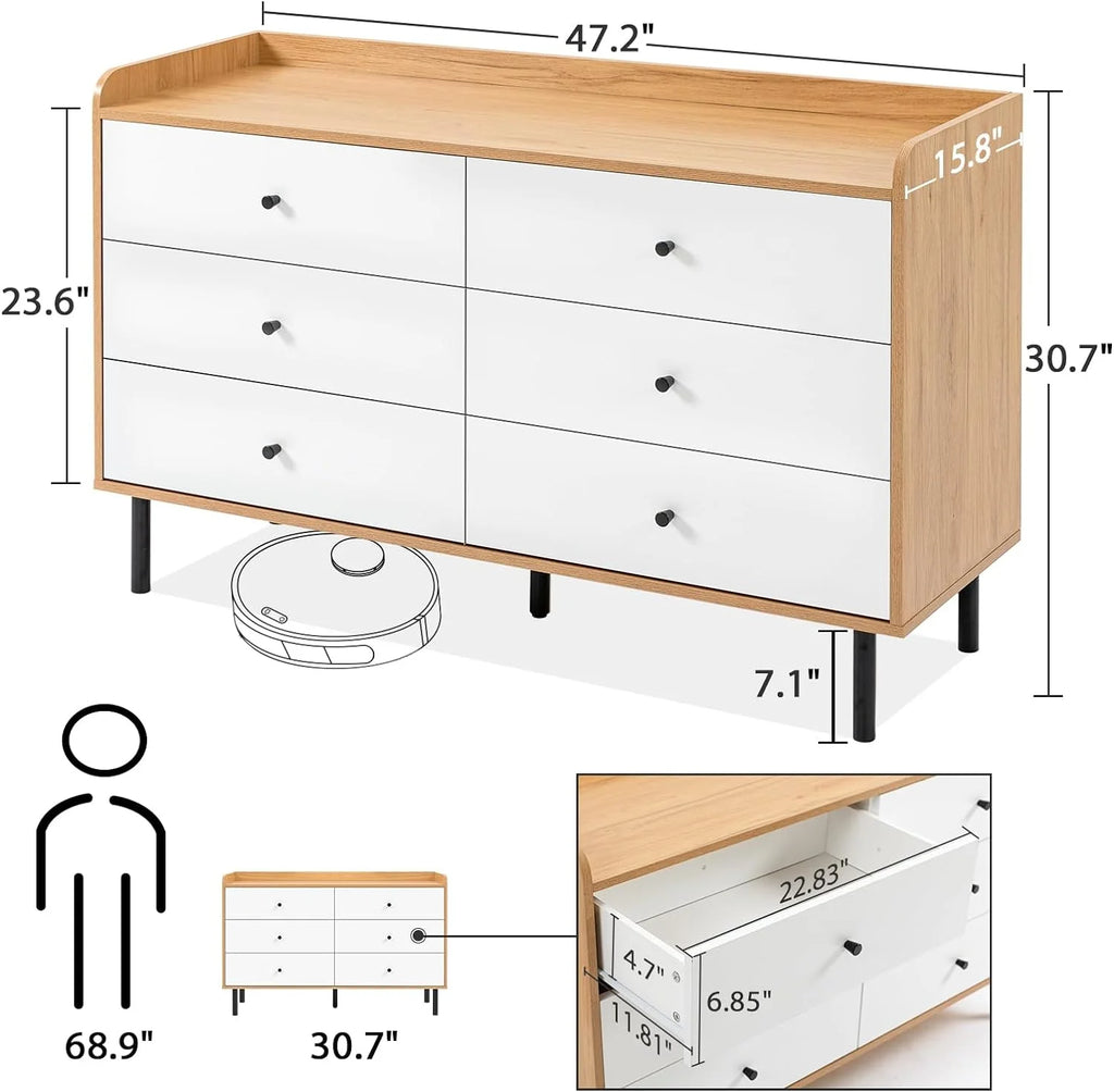 Black 6 Drawer Wood Dresser E9838