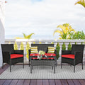 4 Pcs Cushioned Patio Rattan Furniture Set Y316