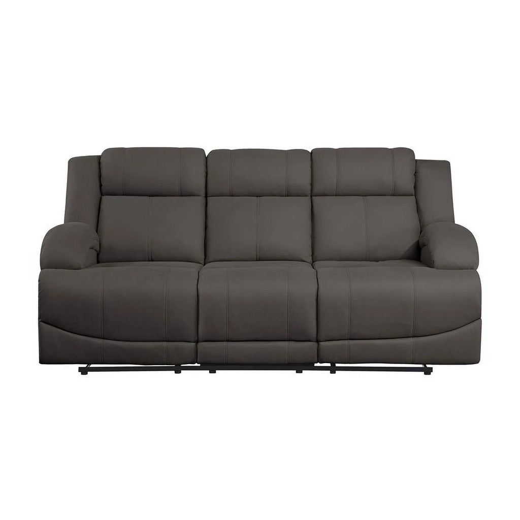 Chocolate Wood & Fabric Double Reclining Sofa X93699