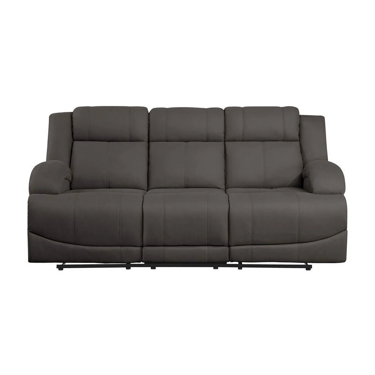Chocolate Wood & Fabric Double Reclining Sofa X93699