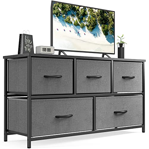 5 Fabric Drawers Dresser with Wood Top P580