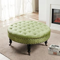 Green Tufted Round Velvet Ottoman Coffee Table 34" Large X474