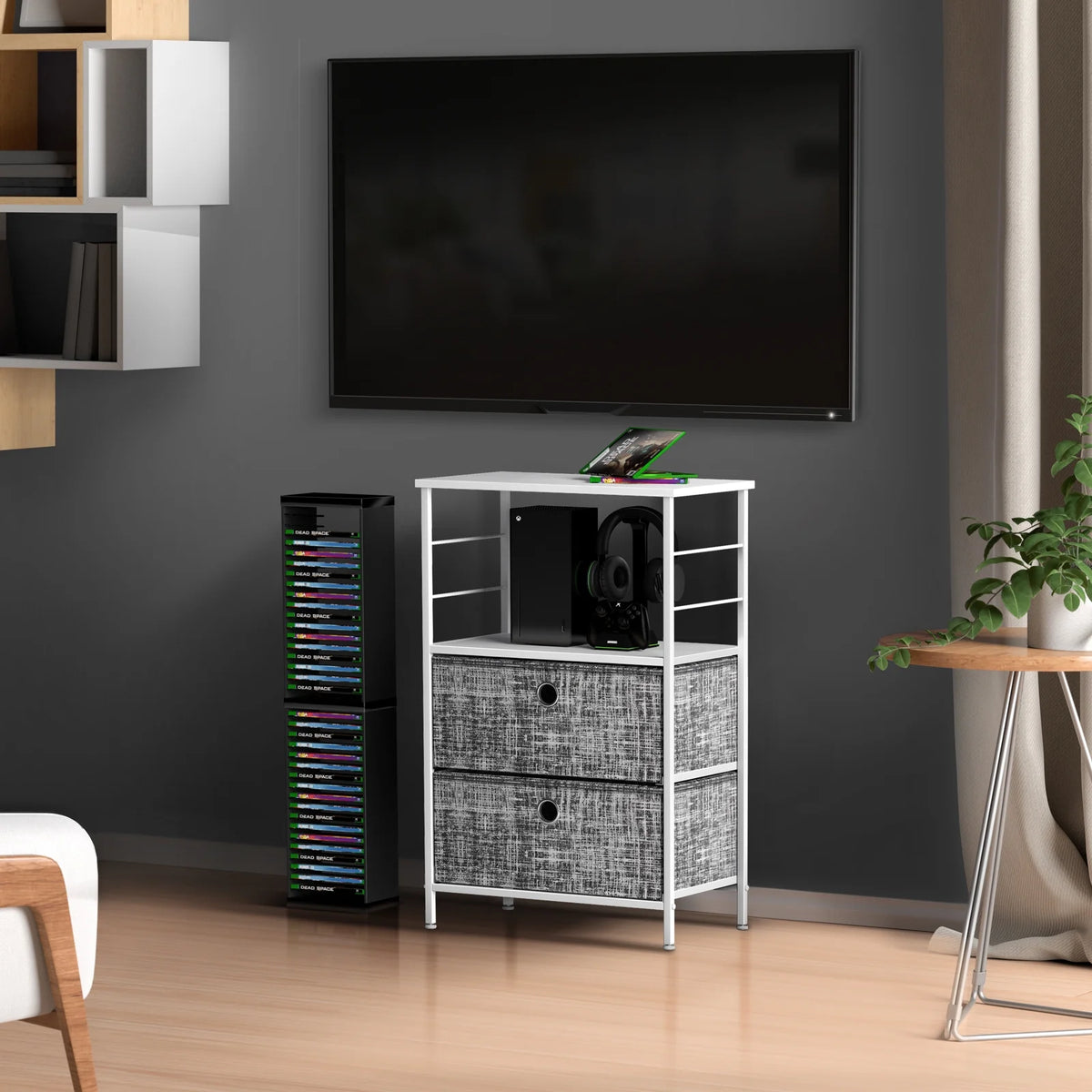 2 Drawer Nightstand with Shelf O45980