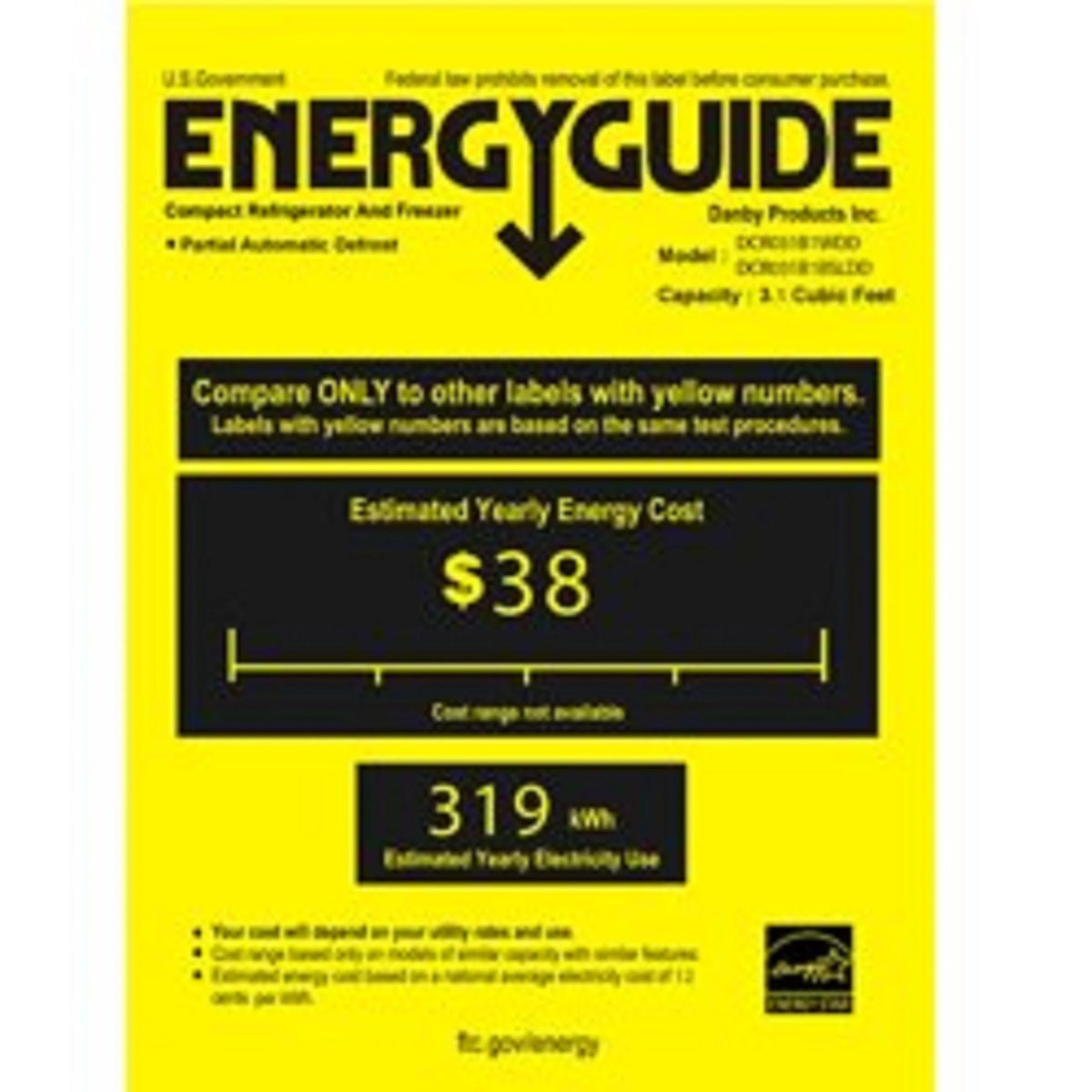 3.1 cu ft 2-Door Compact Refrigerator B959