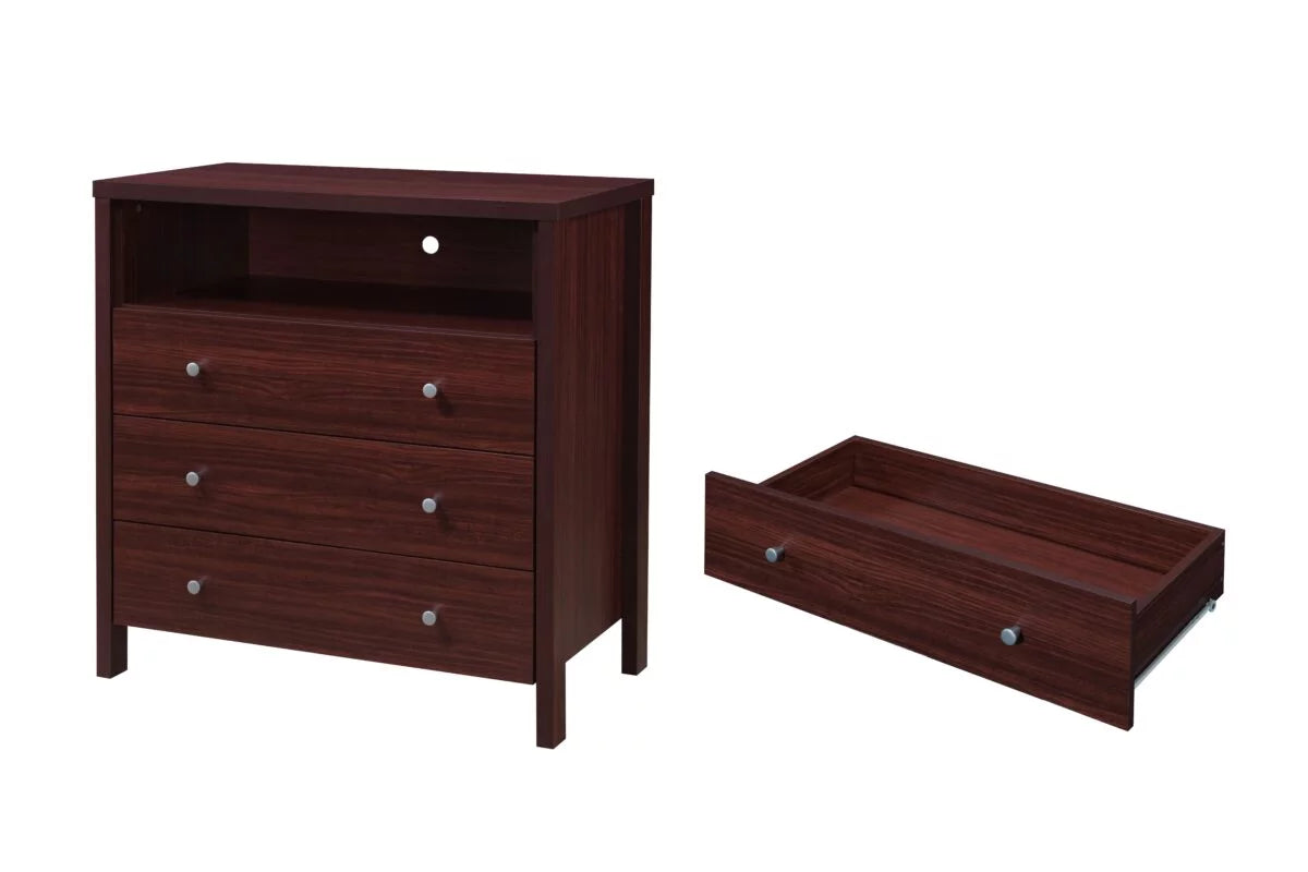 3 Drawer Mahogany Dresser with Open Shelf J194874