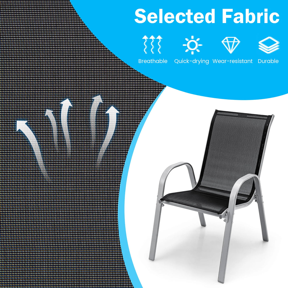 Set of 4 Black Stackable Patio Dining Chairs I692016