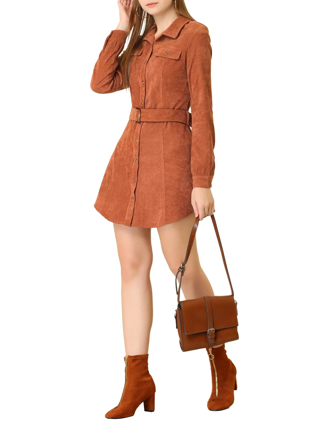 Corduroy Button Down Shirt Dress G15530