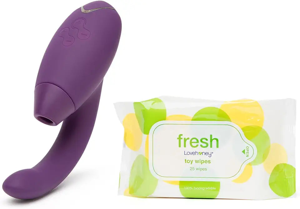 Dual Stimulation Clitoris Sucker and Body Wipes Sex Toys Bundle A199