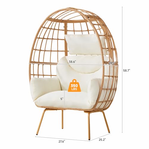 Oversized Dark Grey PE Rattan Egg Chair with Cushions S148012