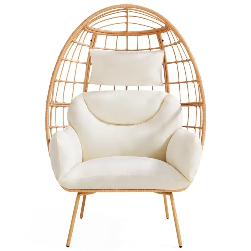 Oversized Dark Grey PE Rattan Egg Chair with Cushions S148012
