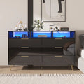White 6 Drawer Wood Dresser with LED Lights P952274