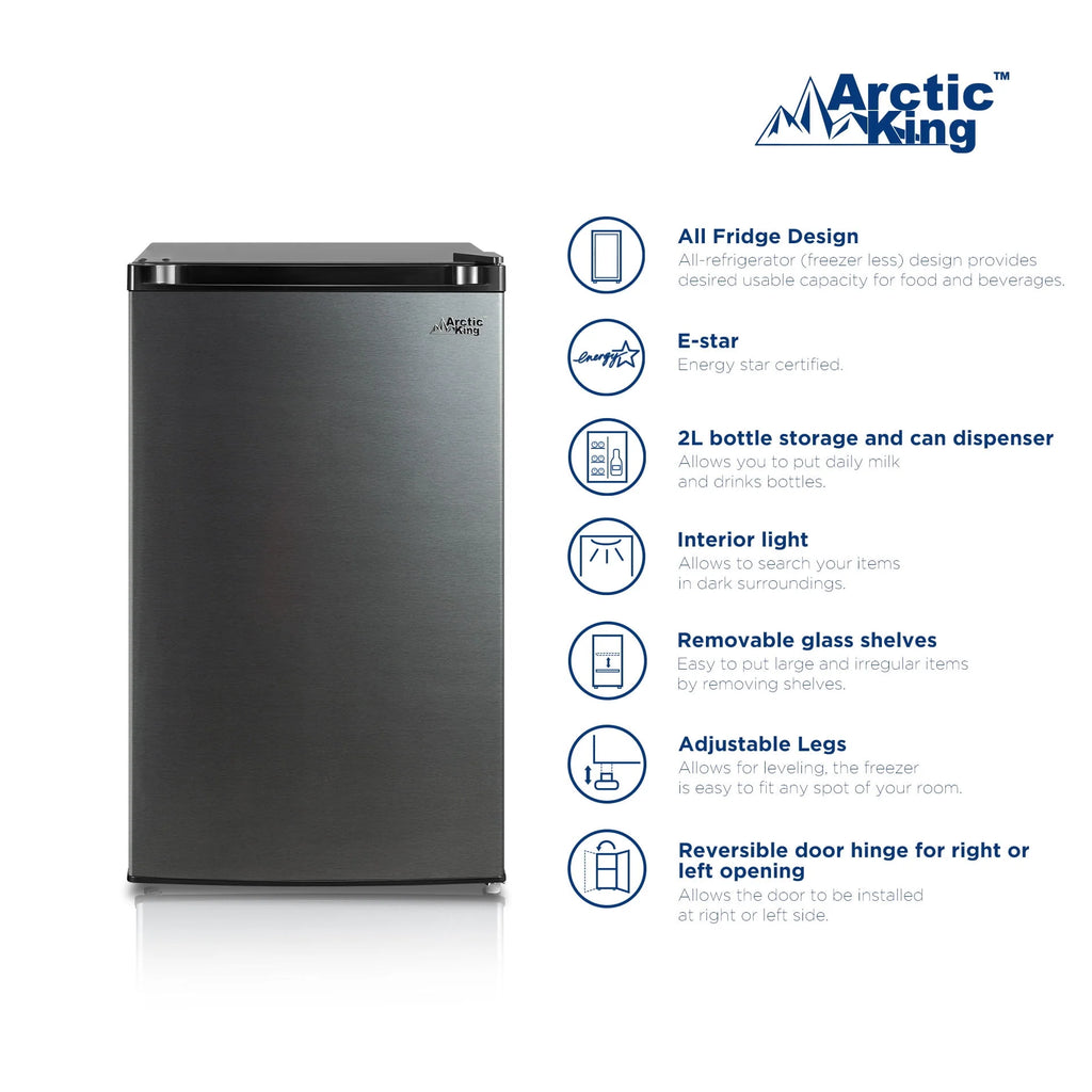 4.4 Cu ft Black Stainless Steel Look Mini Fridge B739
