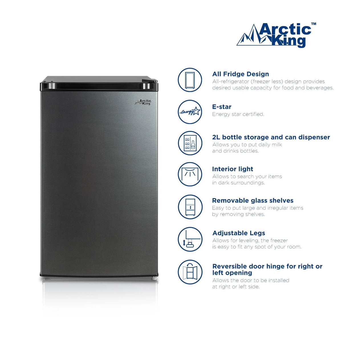 4.4 Cu ft Black Stainless Steel Look Mini Fridge B739