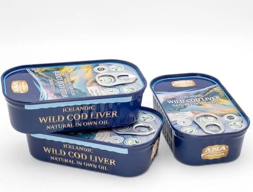 12 Cans Wild Cod Liver in Own Oil 4.05oz Q87932